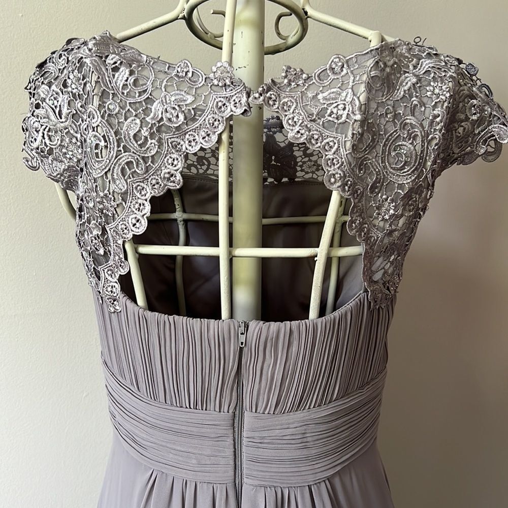 Ever Pretty elegant Maxi Long Lace Cap Sleeve dress- Gray- Size L - Picture 3 of 4